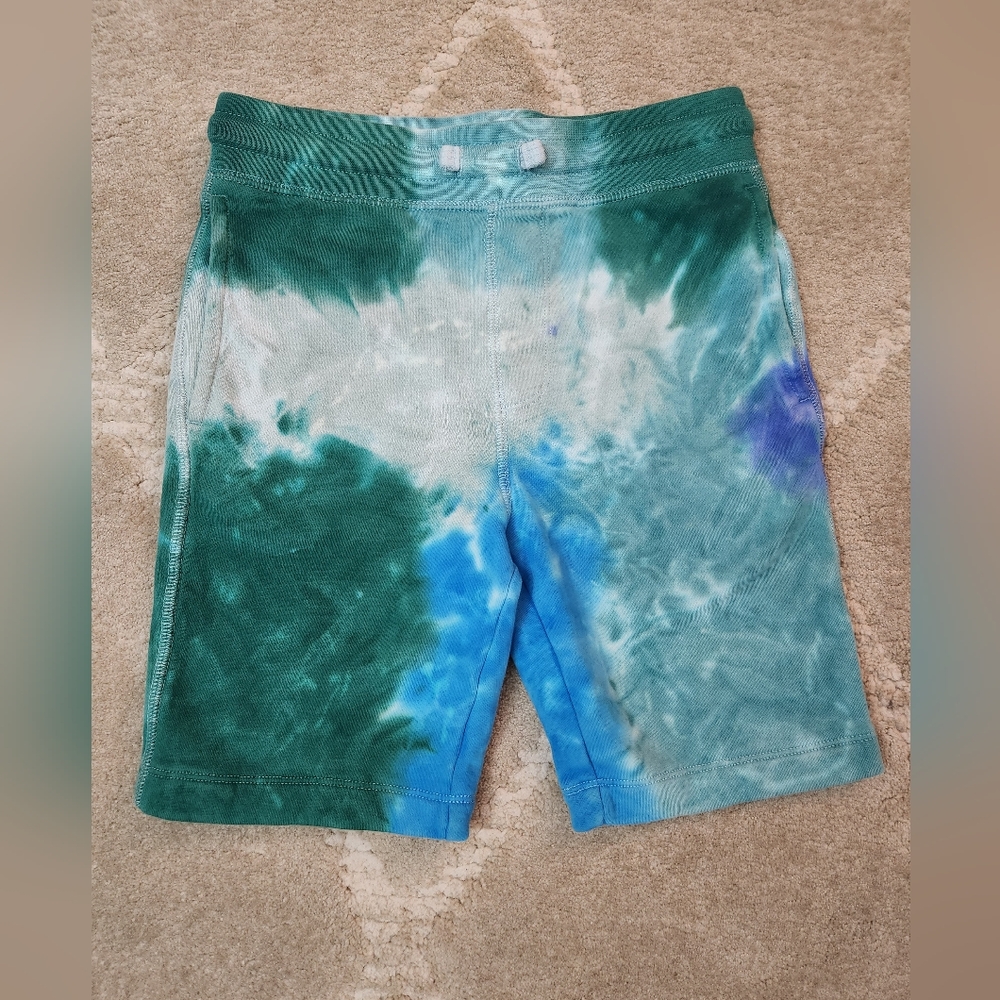 Tie-Dye Green and Blue Shorts M(8) Gap Kids Faux Draw String Cotton Blend